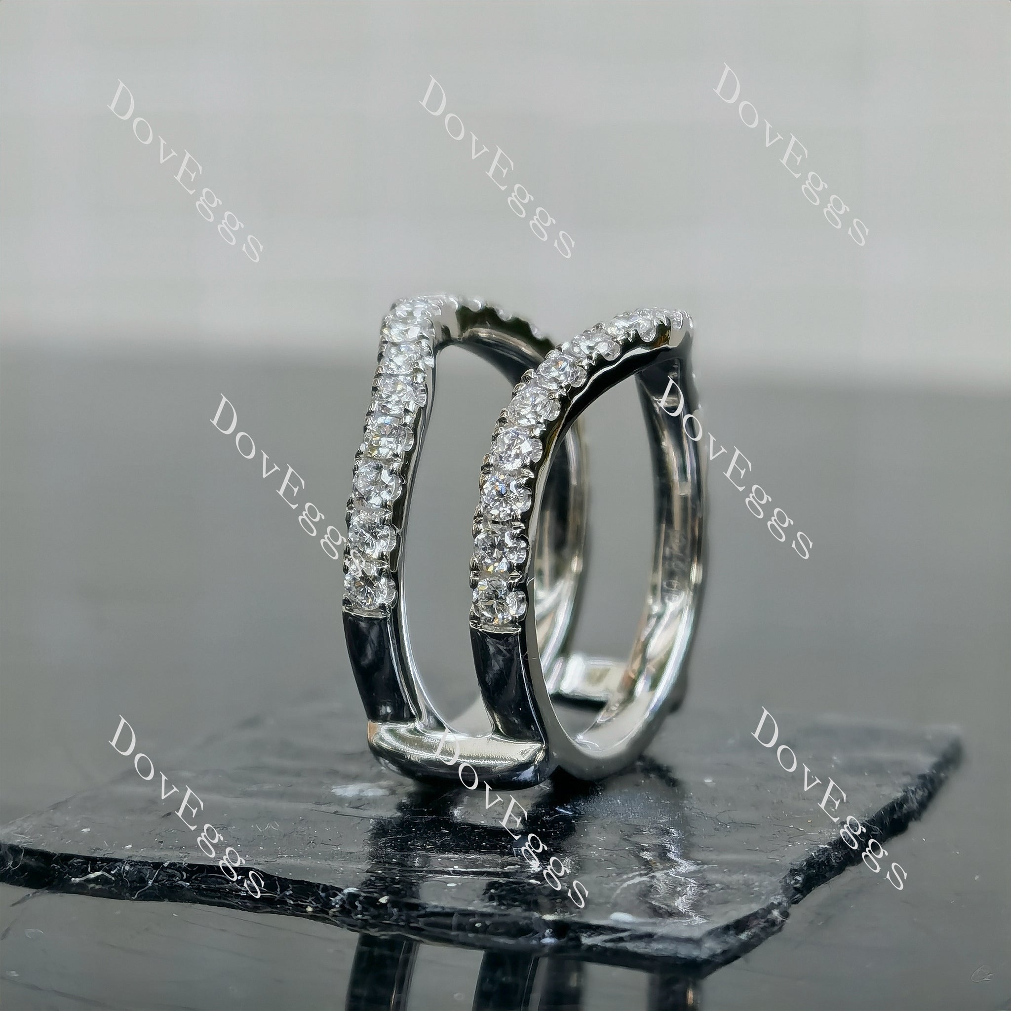 Doveggs Oval Pave Halo Half Eternity Lab Grown Diamond Bridal Set (2 rings)