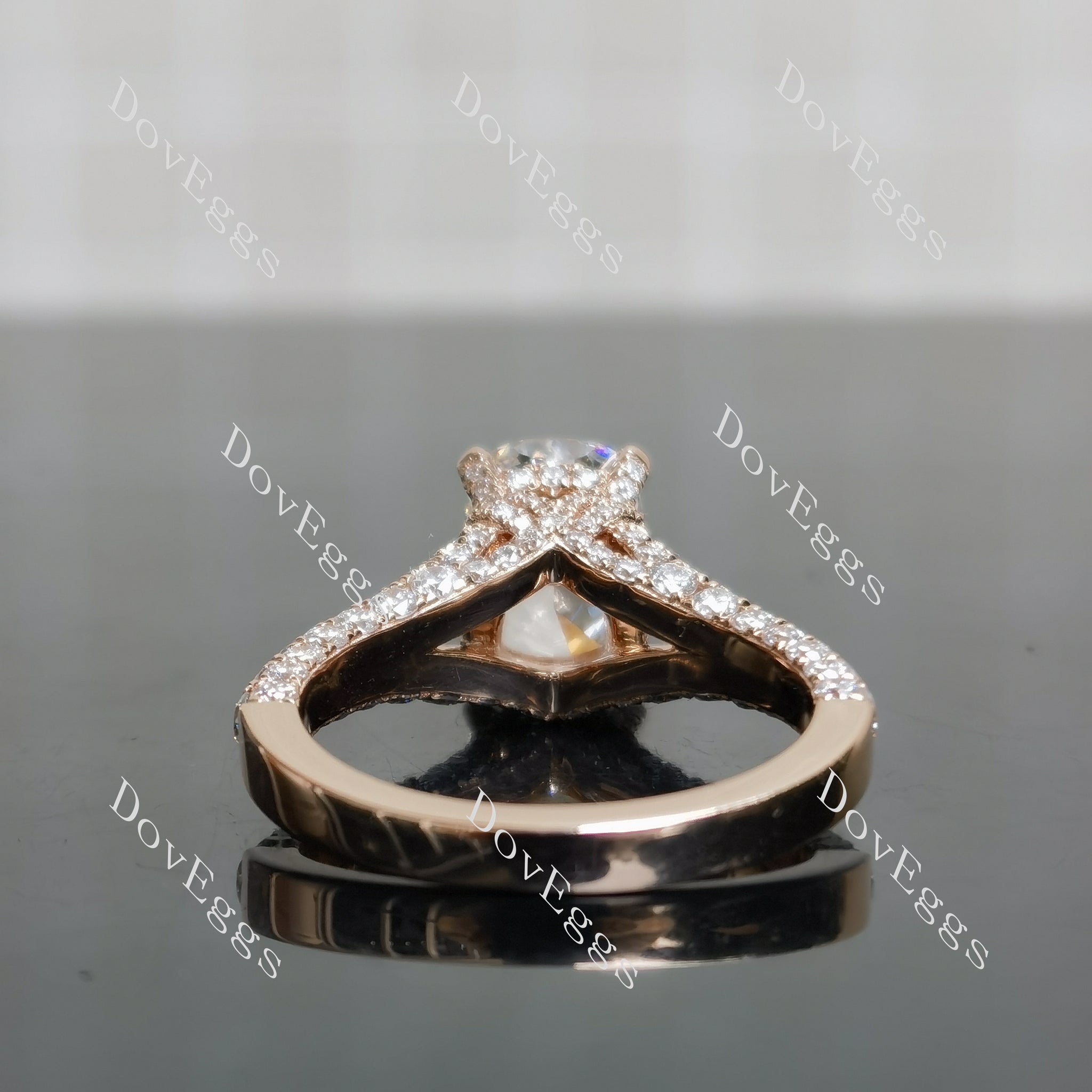 Emily's Hope Cushion Pave Split Shanks Half Eternity Lab Grown Diamond Engagement Ring