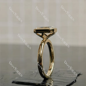 Doveggs Emerald Bezel Solitaire Lab Grown Diamond Engagement Ring