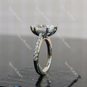 Doveggs Marquise Pave Half Eternity Lab Grown Diamond Engagement Ring