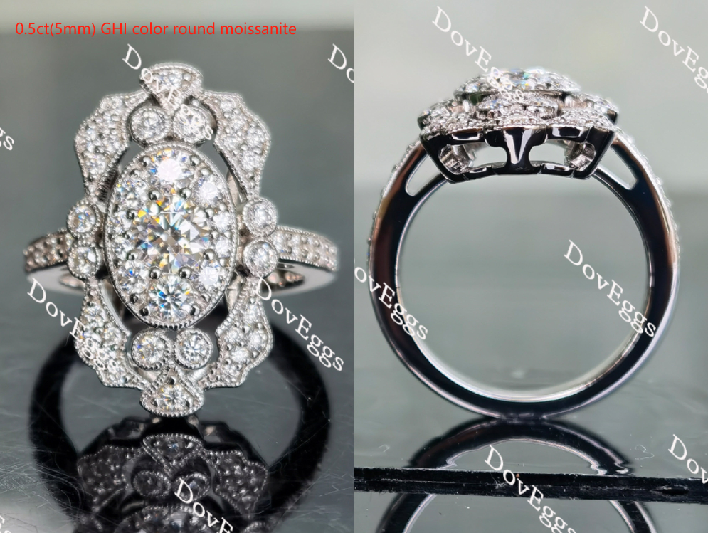 Doveggs round all color available halo pave zambia emerald colored gem engagement ring