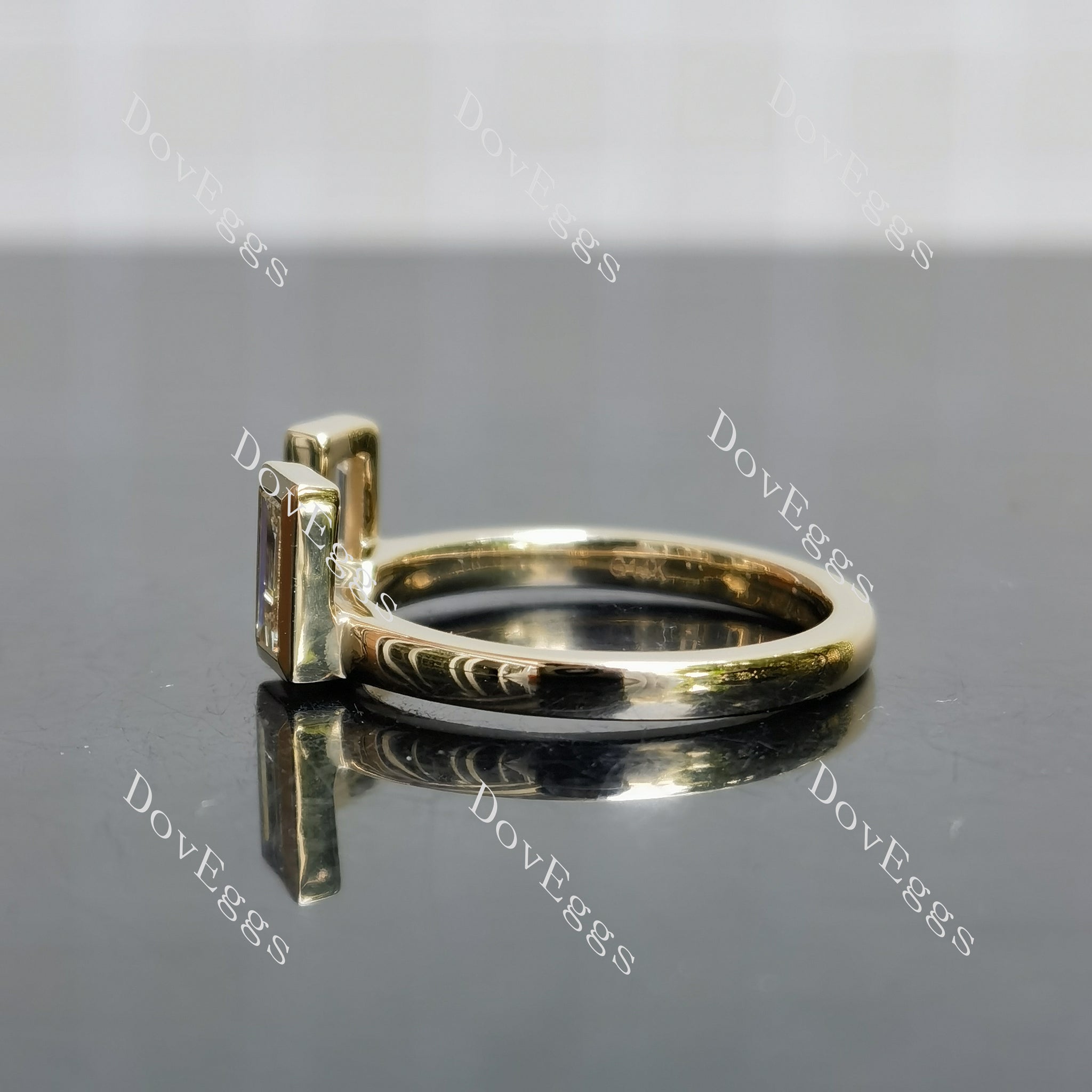 Doveggs bezel baguette moissanite/ lab grown diamond accents wedding band-2.3mm band width