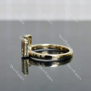 Doveggs bezel baguette moissanite/ lab grown diamond accents wedding band-2.3mm band width
