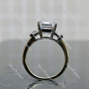 Aniela Asscher three stones moissanite engagement ring