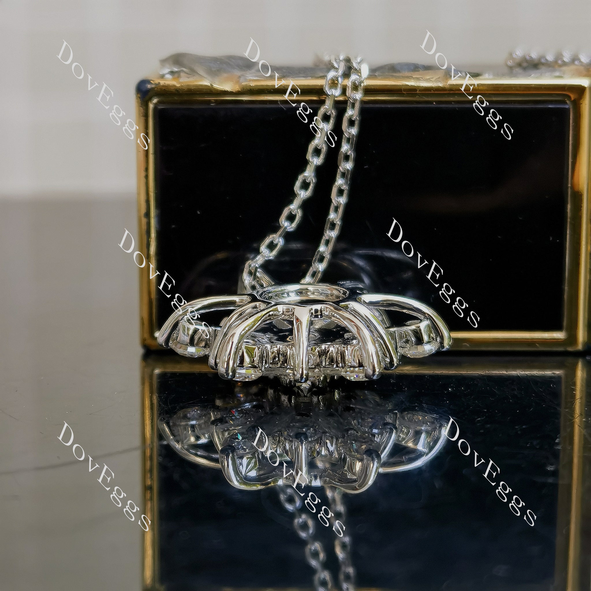 Doveggs round baguette snowflake moissanite/lad grown diamond pendant necklace(pendant only)