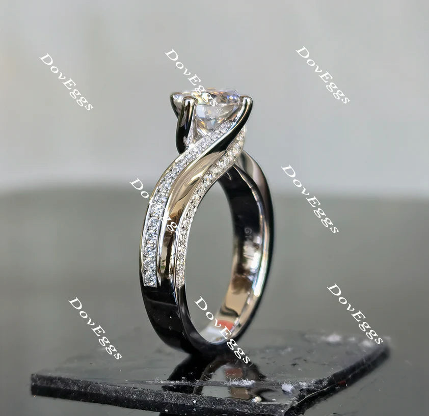 Doveggs art deco pave engagement ring only semi-mount only(Exclusively to DovEggs Stones)