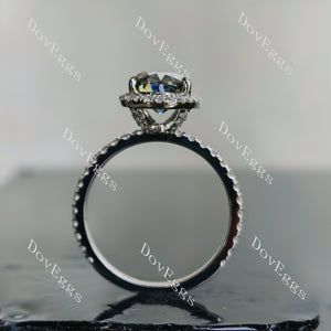 Doveggs oval halo pave stardust grey moissanite engagement ring