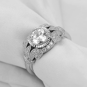 DovEggs 1ct round vintage floral moissanite engagement ring