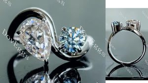 Doveggs two stones engagement ring semi-mount only(Exclusively to DovEggs Stones)