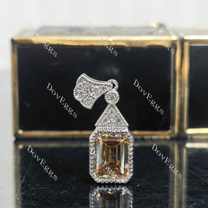 Doveggs sterling silver 2ct emerald champagne colored moissanite pendant necklace