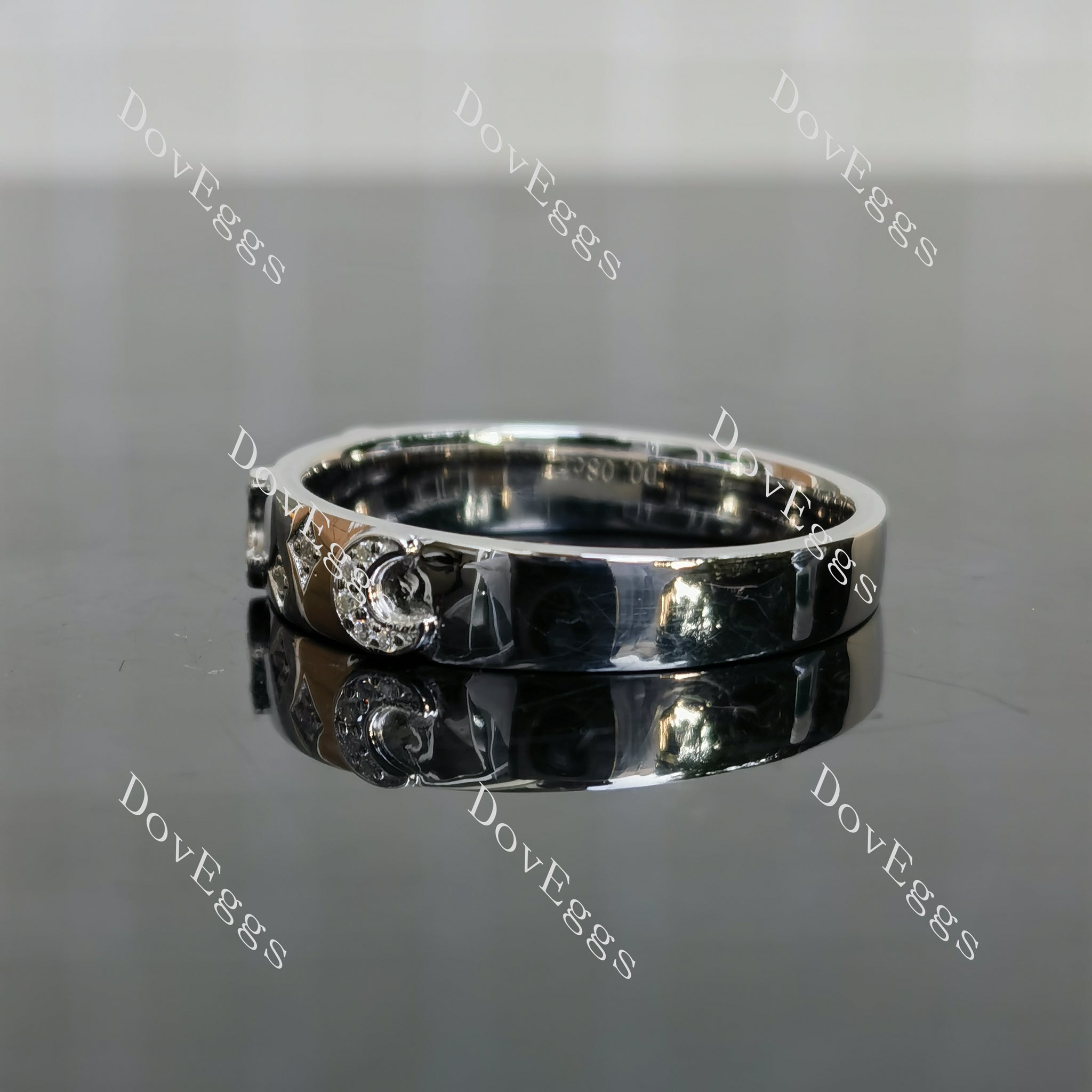 Doveggs star and moon round moissanite/lab grown diamond wedding band-3.5mm band width