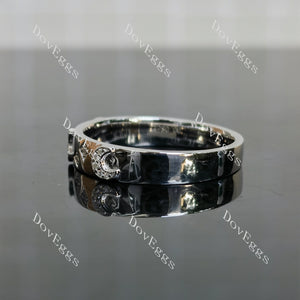 Doveggs star and moon round moissanite/lab grown diamond wedding band-3.5mm band width
