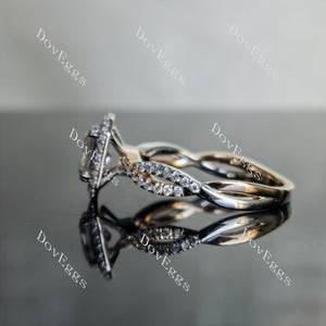 Doveggs radiant double halo pave moissanite engagement ring