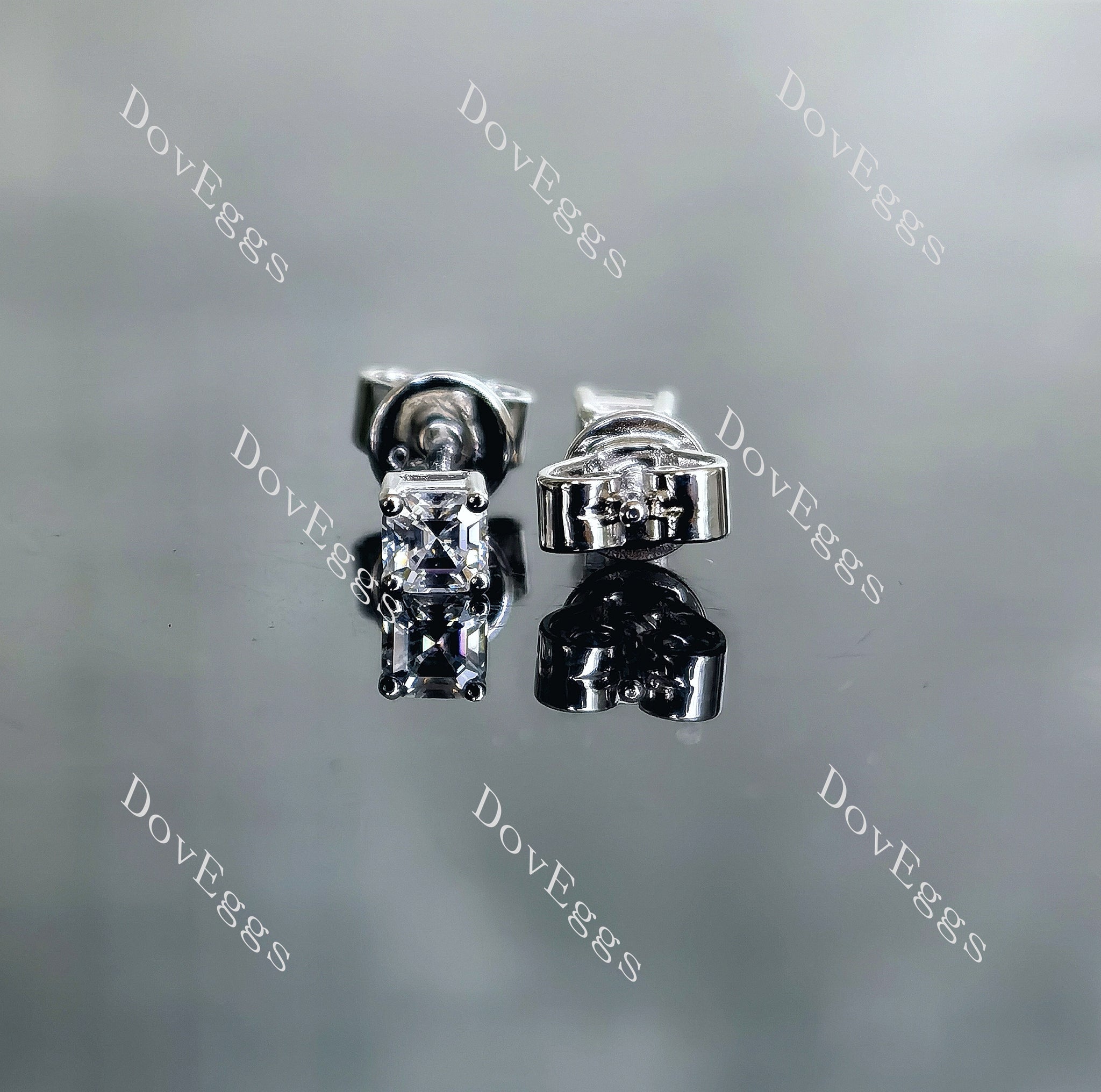 Doveggs 3mm asscher moissanite earrings for women