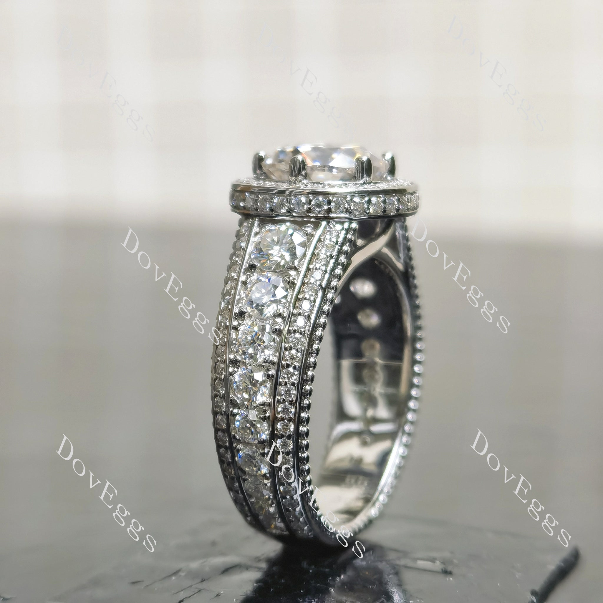 (size 6.5) Doveggs sterling silver 2ct Round moissanite engagement ring