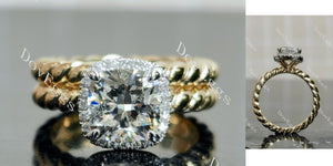  Cushion Halo Lab Grown Diamond Bridal Set