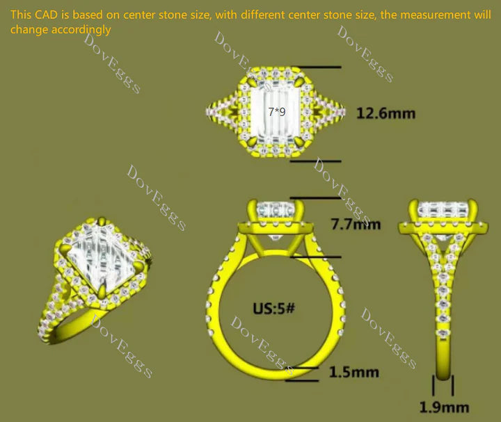 Doveggs split shank pave engagement ring only semi-mount only(Exclusively to DovEggs Stones)
