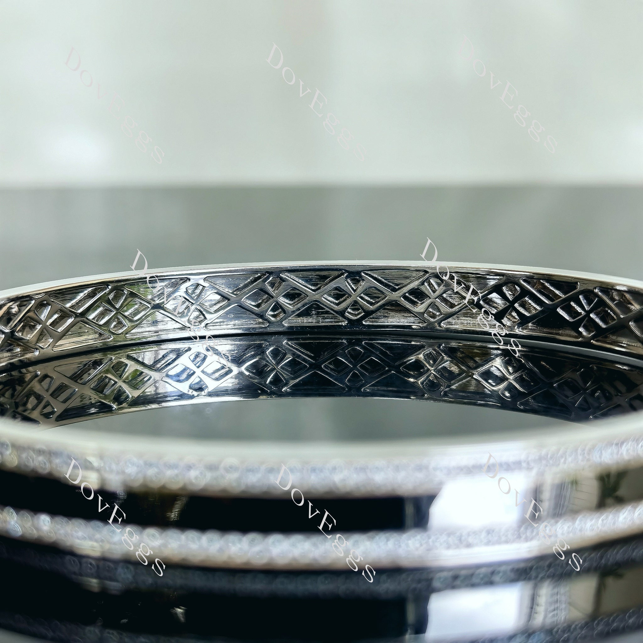 Doveggs round half eternity pave moissanite/lab grown diamond bangle/bracelet
