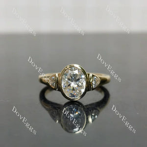 Doveggs bezel three stones engagement ring only semi-mount only(Exclusively to DovEggs Stones)