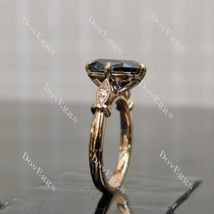 Twilight Dreams cushion side stones twilight blue moissanite engagement ring