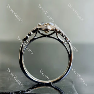 Atherine’s Joy oval side-stone stardust grey moissanite ring