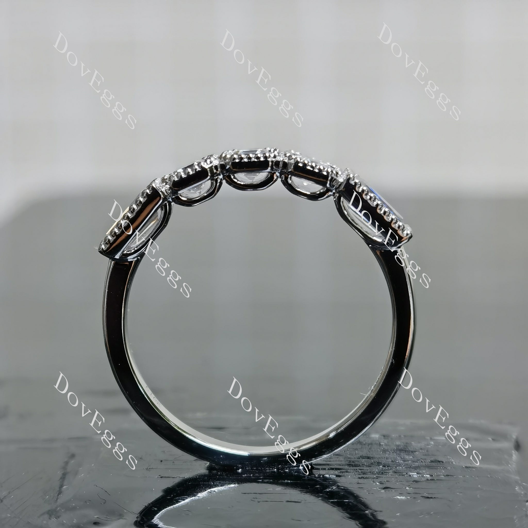 Doveggs asscher five-stone bezel moissanite wedding band-2.0mm band width