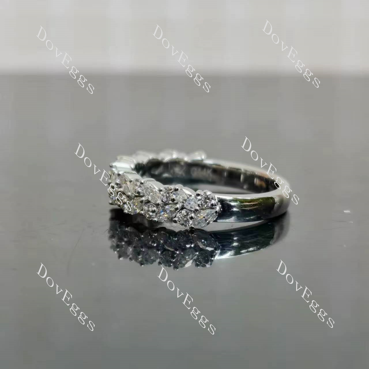 Doveggs marquise pave half enternity moissanite wedding band-2.5mm band width