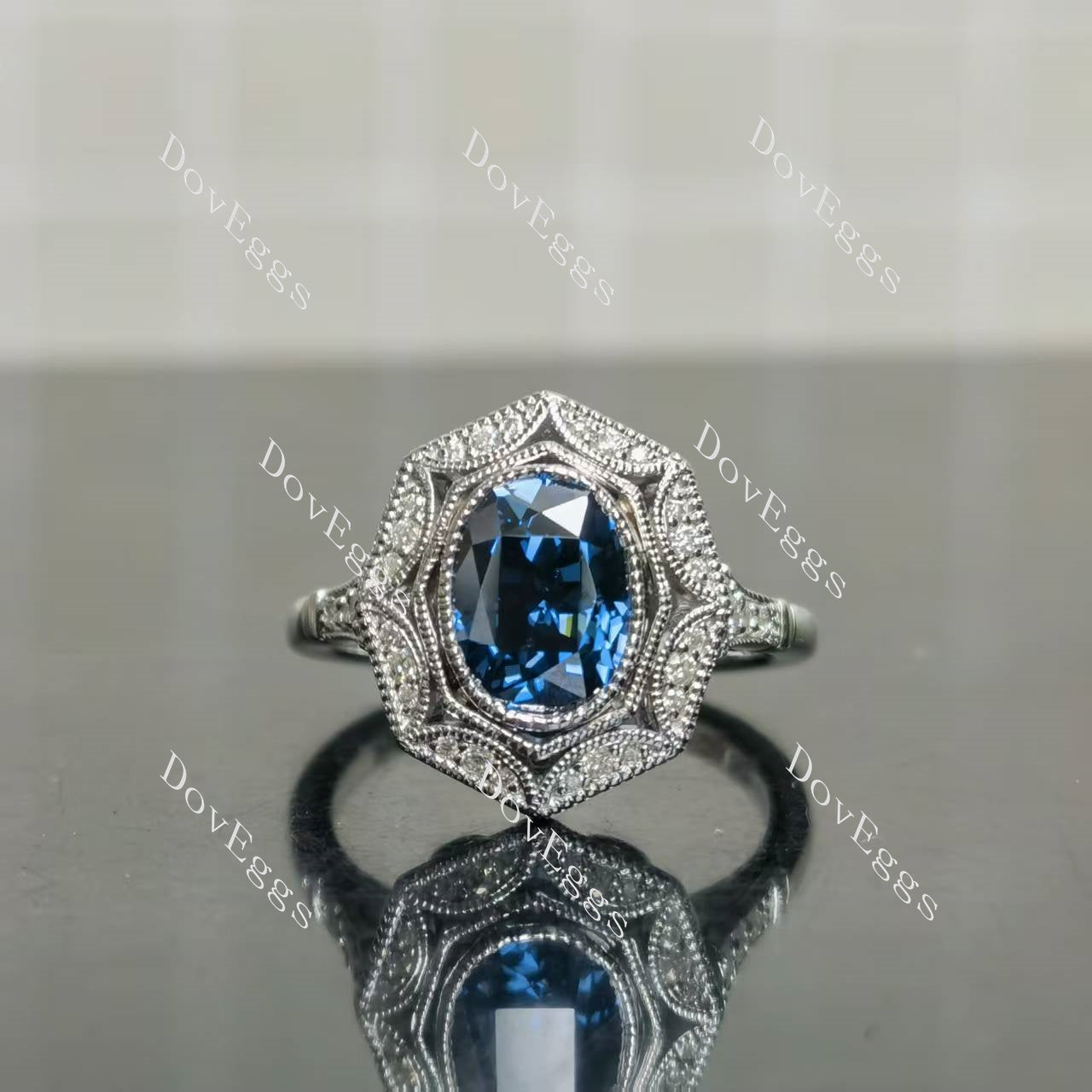 DovEggs halo vintage engagement ring semi-mount only(Exclusively to DovEggs Stones)