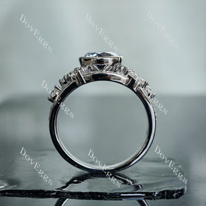 Doveggs 2ct Round Twilight Blue Moissanite center 2.74cttw Moissanite Stones Sterling Silver Ring