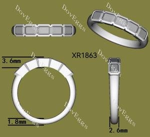 Kat’s Fab Five Emerald Bezel moissanite/ lab grown diamond wedding band-2.6mm band width