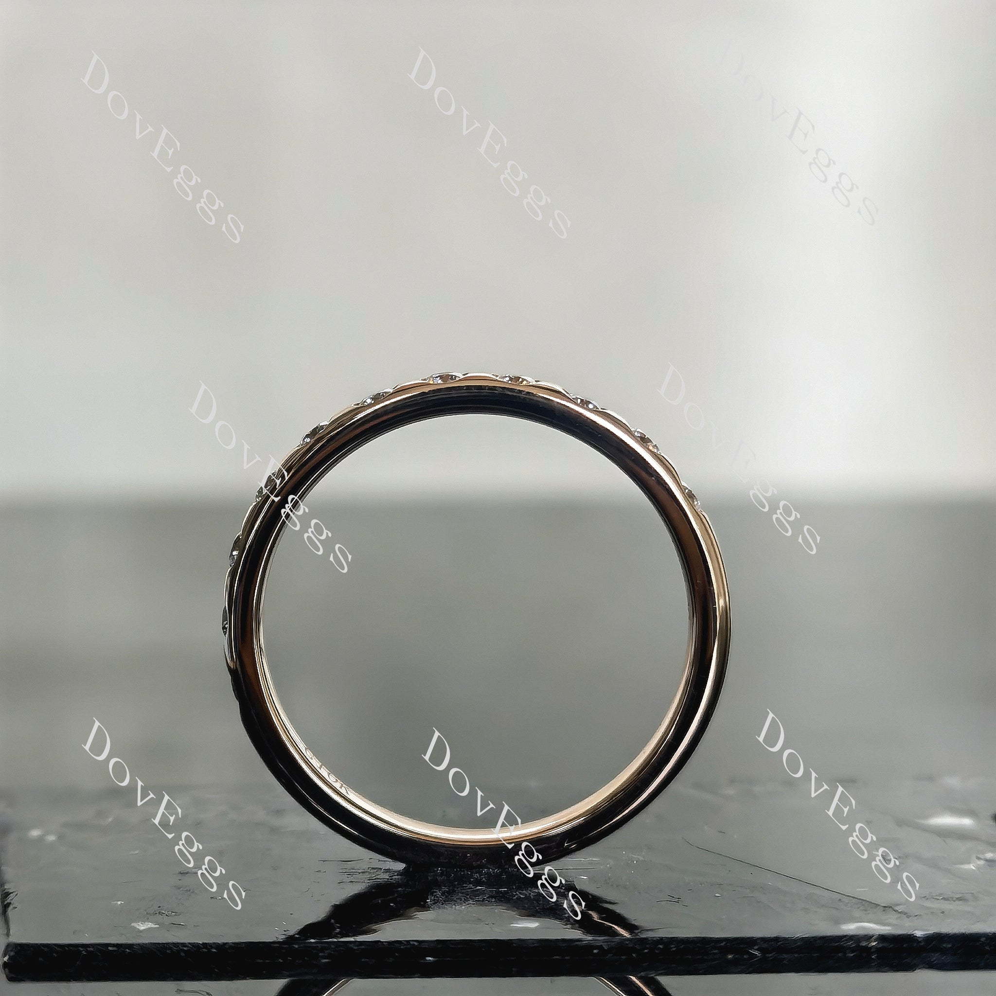 Doveggs round eternity bezel moissanite/lab grown diamond wedding band-2.5mm band width