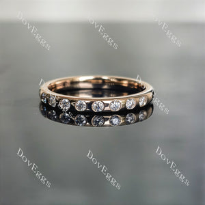 Doveggs round eternity bezel moissanite/lab grown diamond wedding band-2.5mm band width