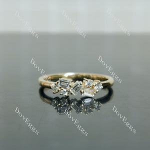 Doveggs round baguette moissanite/lab grown diamond accents wedding band-2mm band width