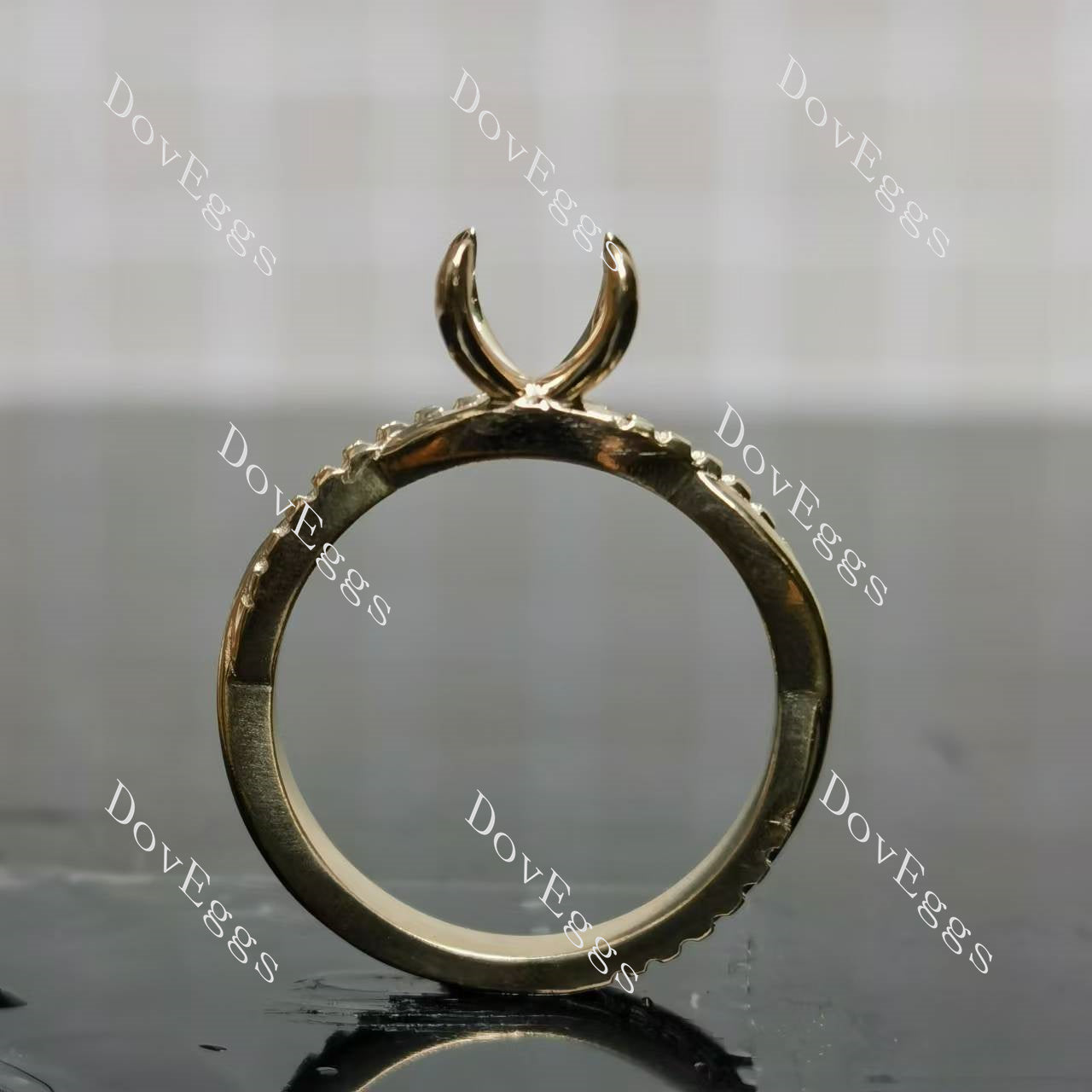 Doveggs pave curved engagement ring only semi-mount only(Exclusively to DovEggs Stones)