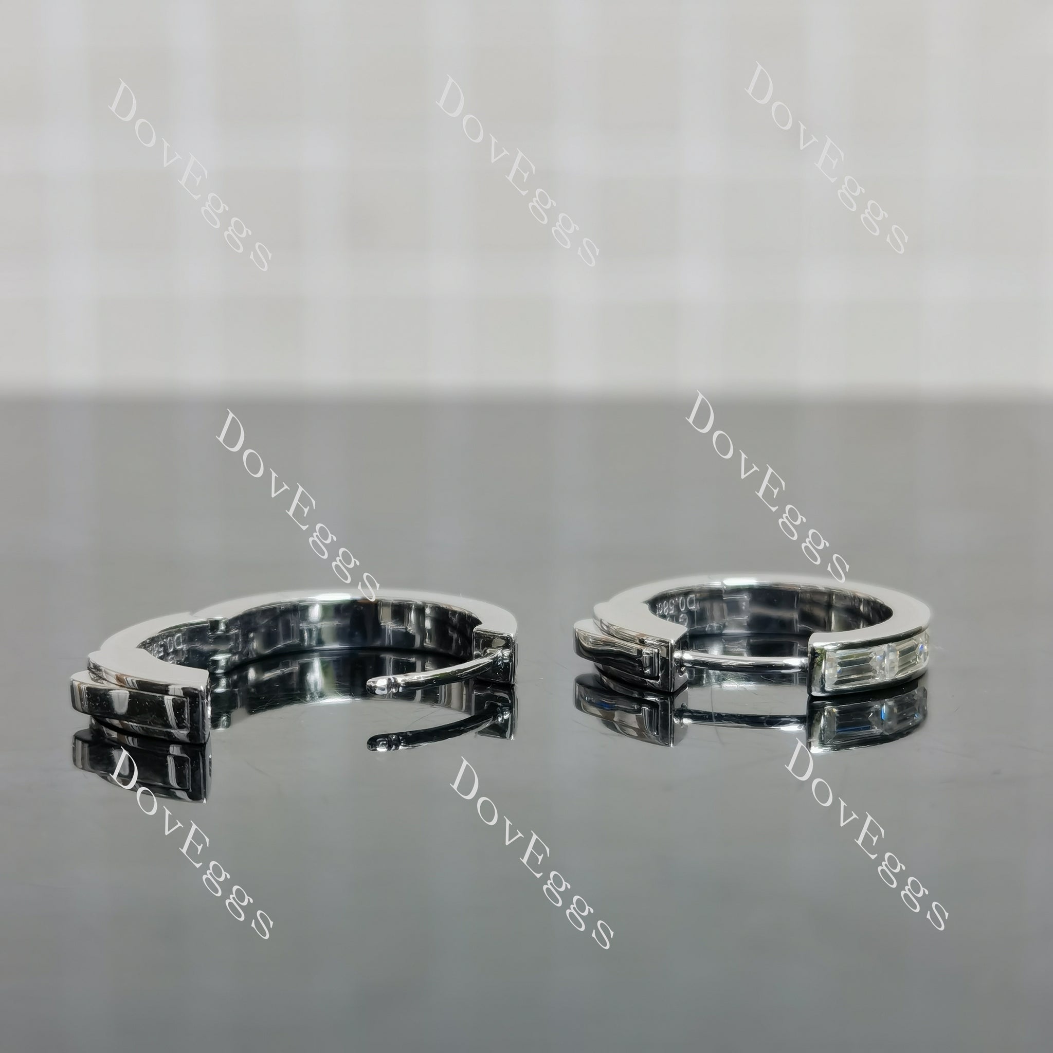 Doveggs baguette bezel moissanite/lab grown diamond earrings