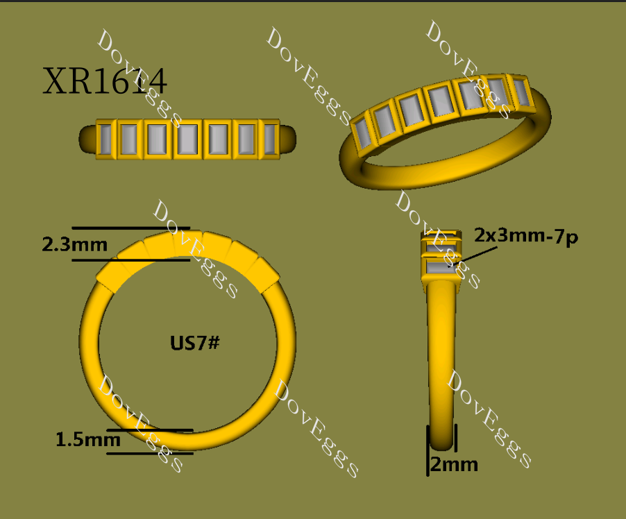 Doveggs seven stones bezel moissanite wedding band-2.0mm band width