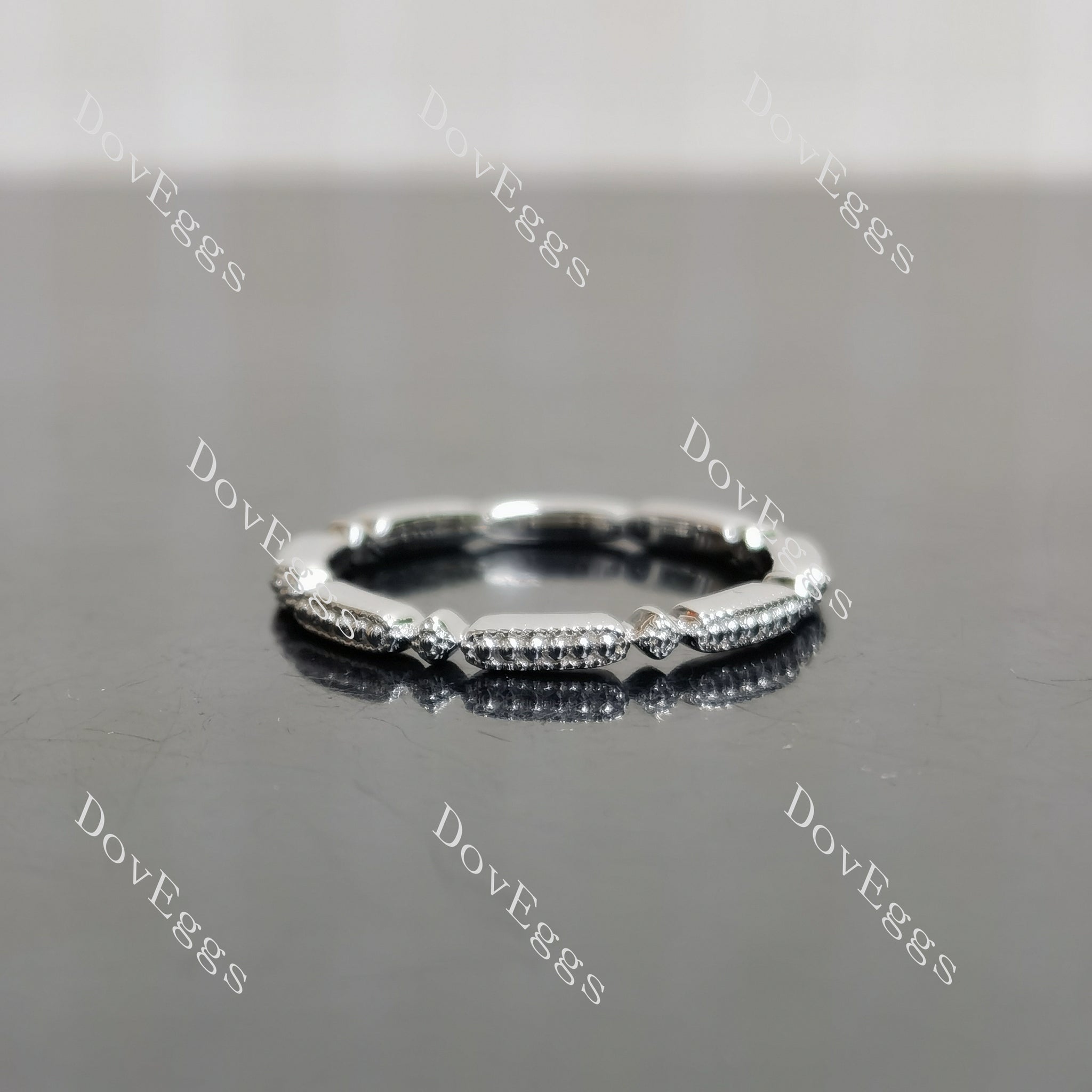 Doveggs small beaded stacking wedding band-2.0mm band width