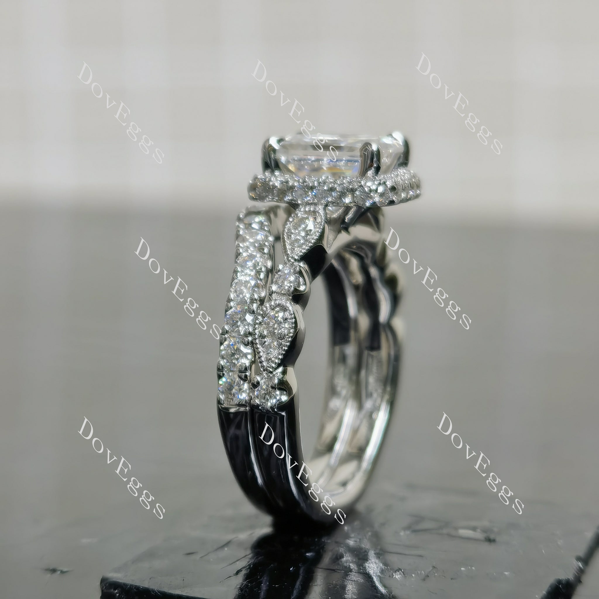 (size 6) Doveggs sterling silver 2ct radiant moissanite engagement ring(2 rings soldered together)