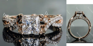 Doveggs half eternity pave split shank engagement ring only semi-mount only(Exclusively to DovEggs Stones)