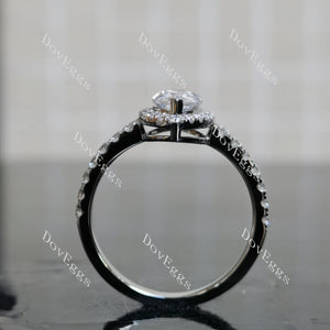 Doveggs Marquise Modified H&A cut halo pave moissanite engagement ring