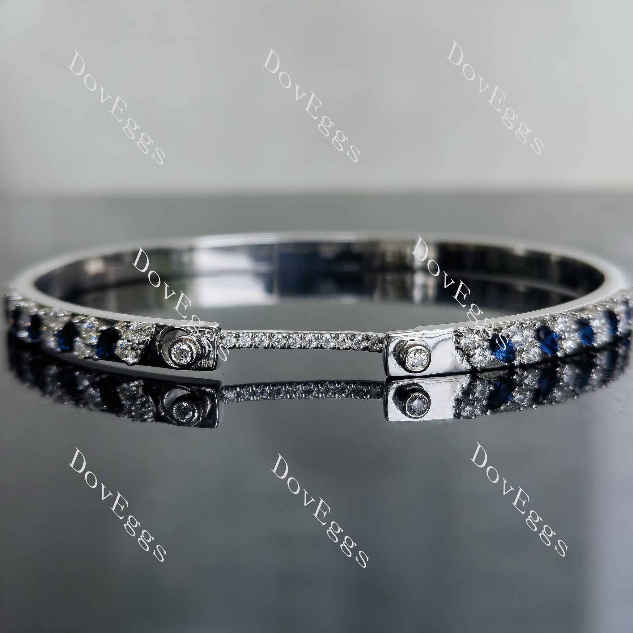 Doveggs round moissanite/lab grown diamond/colored gem bangle