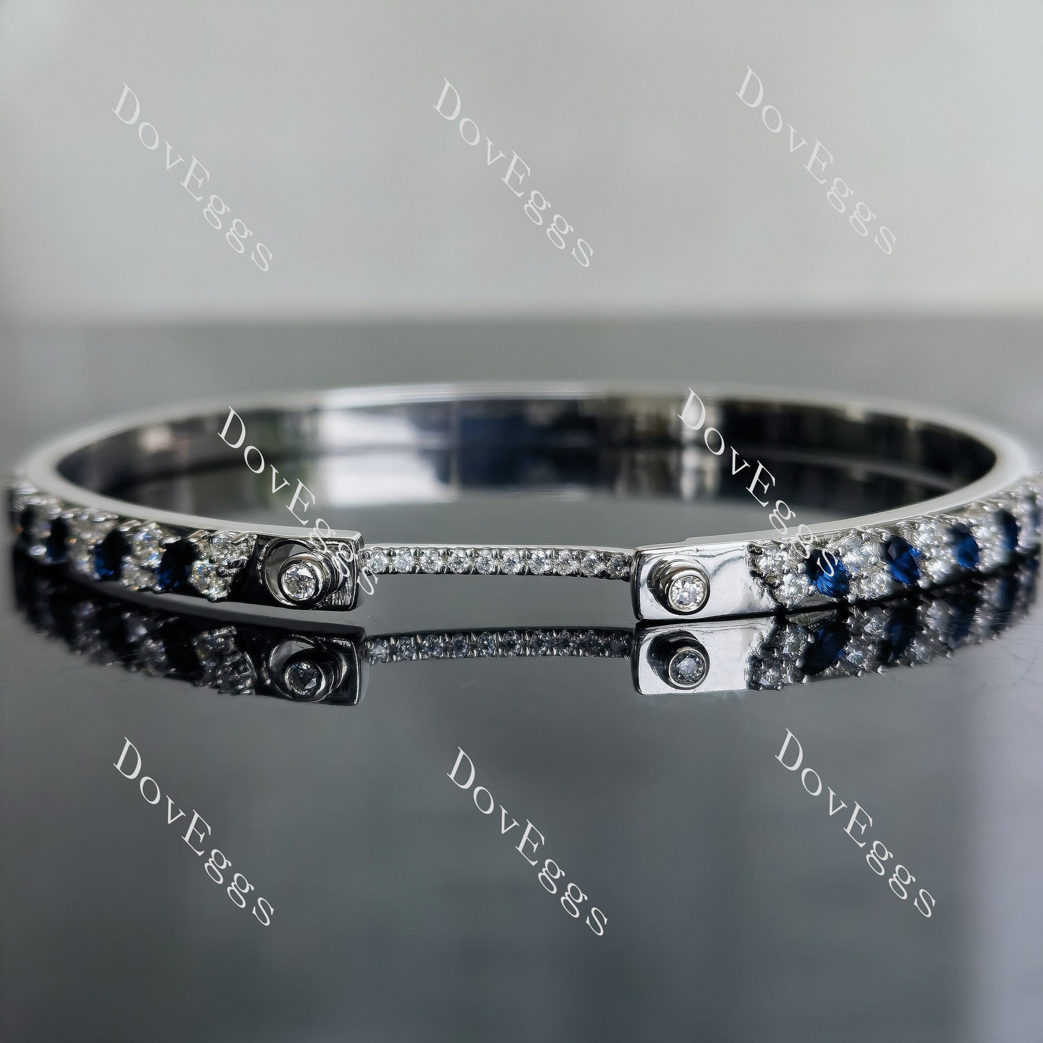 Doveggs round moissanite colored gem bangle/bracelet