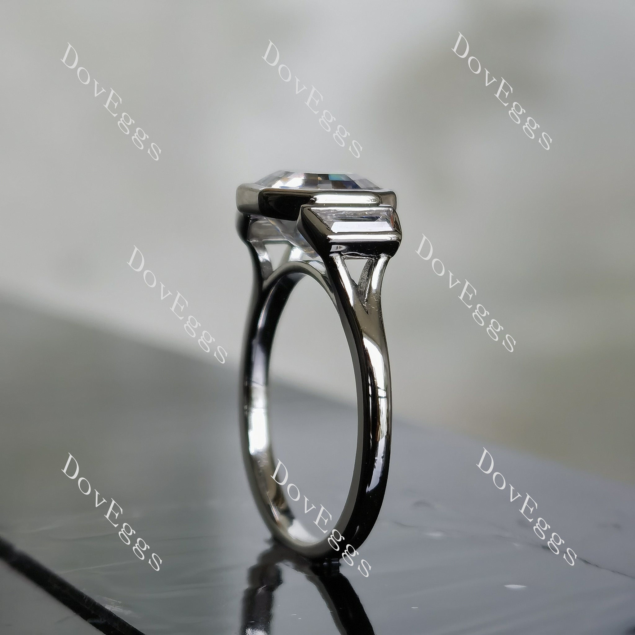Doveggs 3ct D color Royal Asscher 3.5cttw Moissanite Stones Sterling Silver Ring