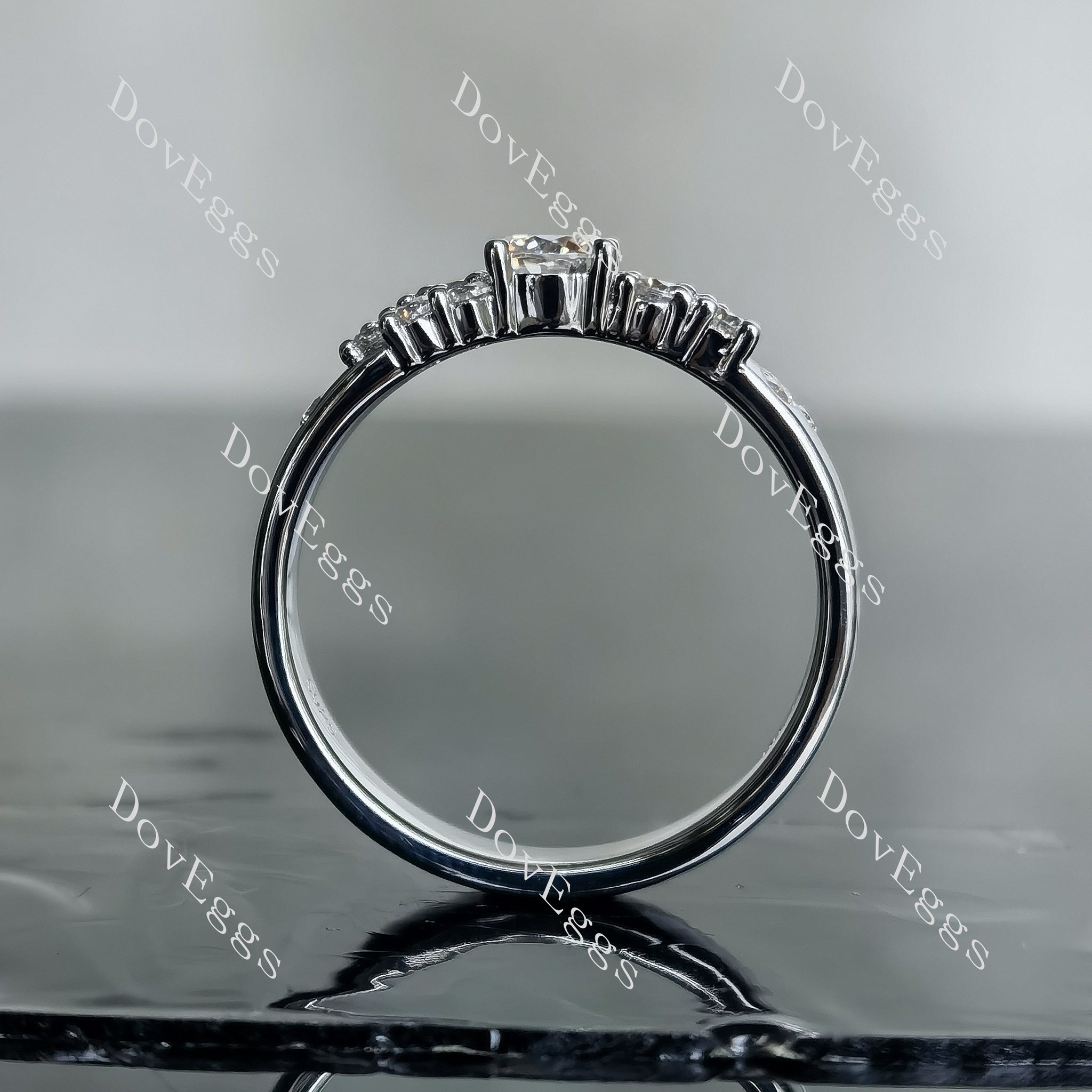 Doveggs round art deco moissanite/lab grown diamond wedding band-4.0mm band width