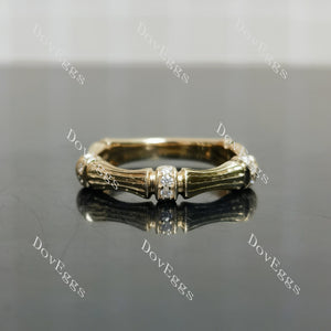 Beth's bamboo round moissanite/lab grown diamond wedding band-2.8mm band width