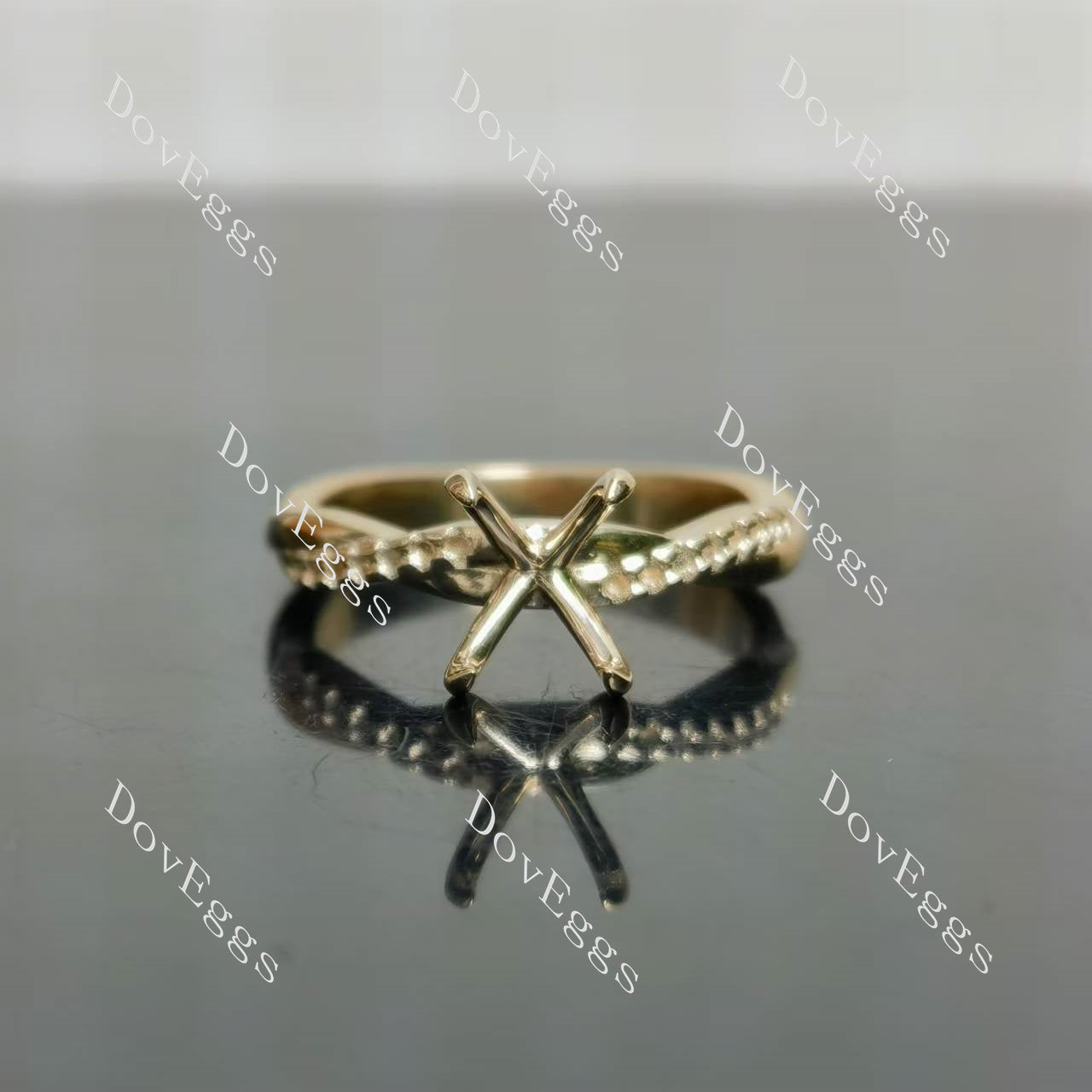 Doveggs pave curved engagement ring only semi-mount only(Exclusively to DovEggs Stones)