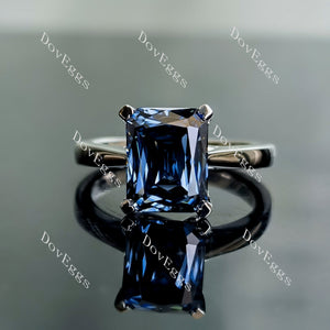 Doveggs criss cut solitaire twilight blue moissanite engagement ring