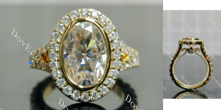 Doveggs bezel halo split shanks 3/4 eternity engagement ring semi-mount only(Exclusively to DovEggs stones) - DovEggs-Seattle
