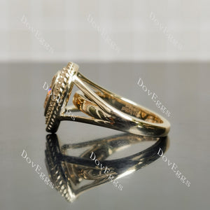 Doveggs Pear Bezel Halo Split Shanks Fancy Pink Lab Grown Diamond Engagement Ring