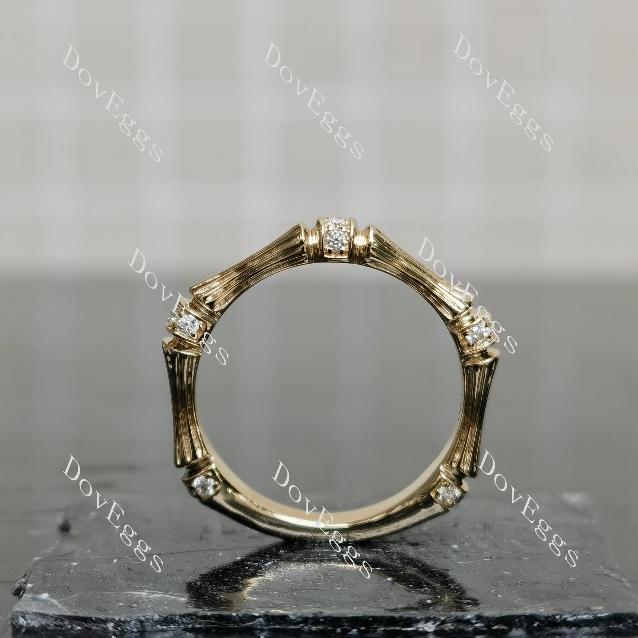 Beth's bamboo round moissanite/lab grown diamond wedding band-2.8mm band width